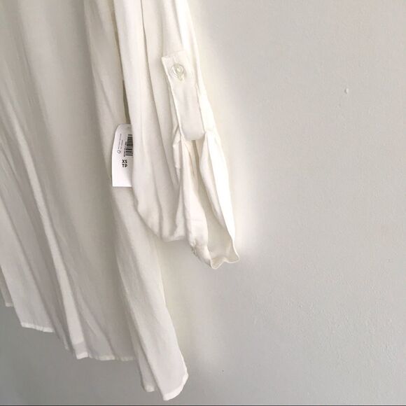 Old NAVY Cream Scoop Neck Popover Blouse Roll Sleeves XS - Picture 3 of 4